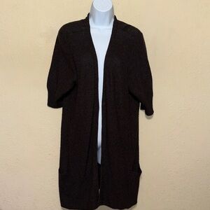 Eileen Fisher Brown Open-Front Cardigan